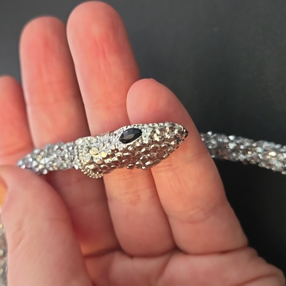 Art Deco Crystal Adjustable Snake Necklace in Silver, NWT - Picture 8 of 10